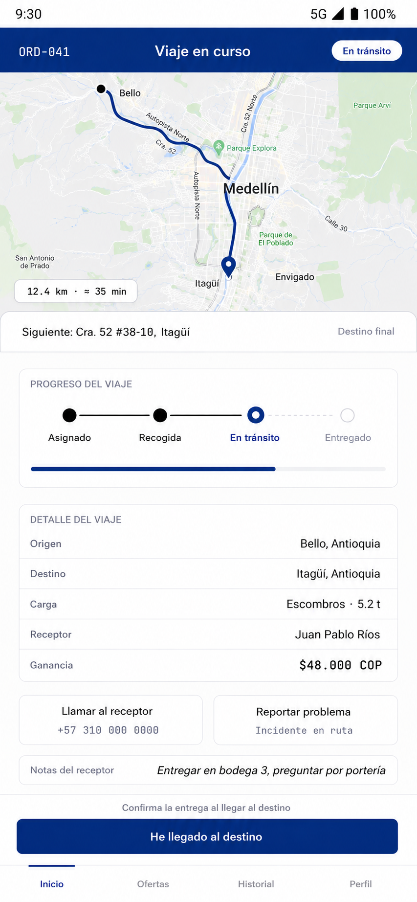 App Movira - seguimiento de viaje en ruta, Medellín Colombia